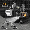 RC Excavator 2.4Ghz 16 Channel 1:16 RC Engineering Car with Light and Music Alloy & Plastic Simulation Construction Vehicle Toys 3