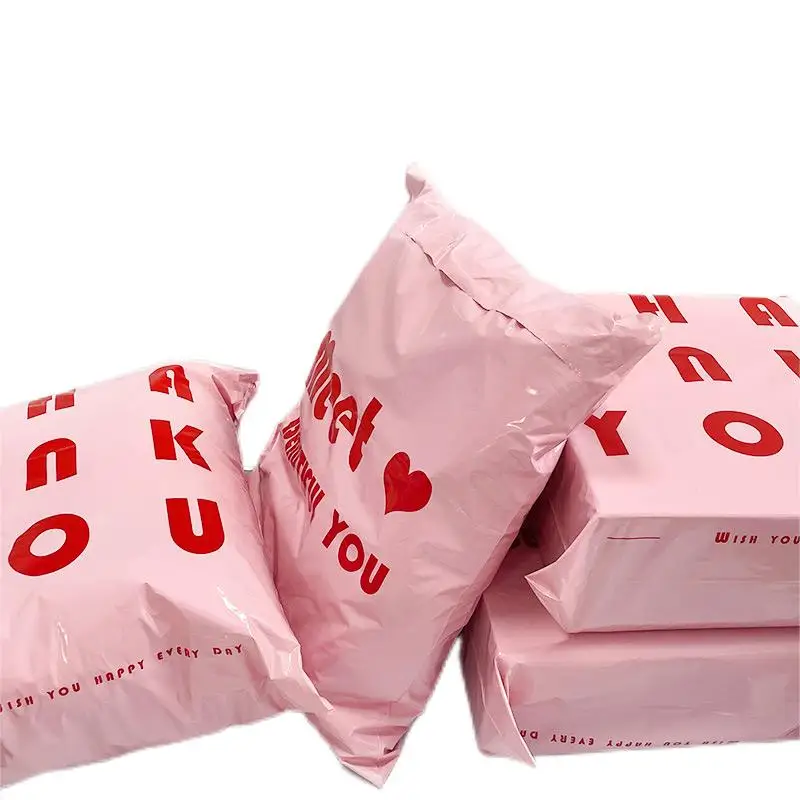 Courier Bag Mailing Bags Express Bag 50Pcs/Lot Opaque PE Plastic Express Envelope Storage Bags Pink Bag Red Color Mailing Bags Self Adhesive Seal Courier Bag