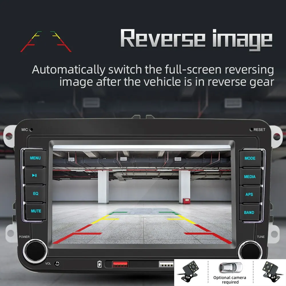 7 Inch Car Stereo MP5 Player Touchcreen BT AM/FM Radio Receiver with Android Auto Carplay USB Charge Support Hands-Free Calling