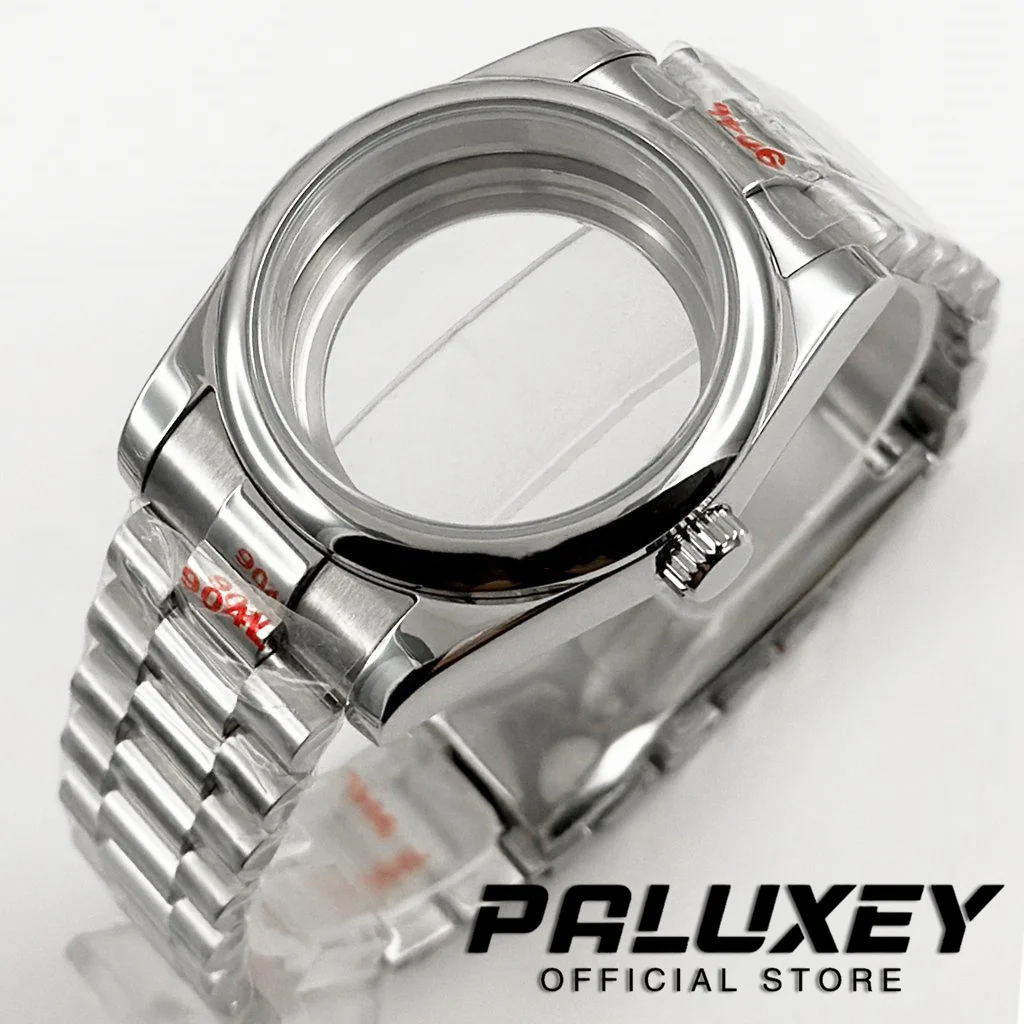 Sapphire Crystal Steel Watch Case with President Strap - Premium Automatic Movement Ready