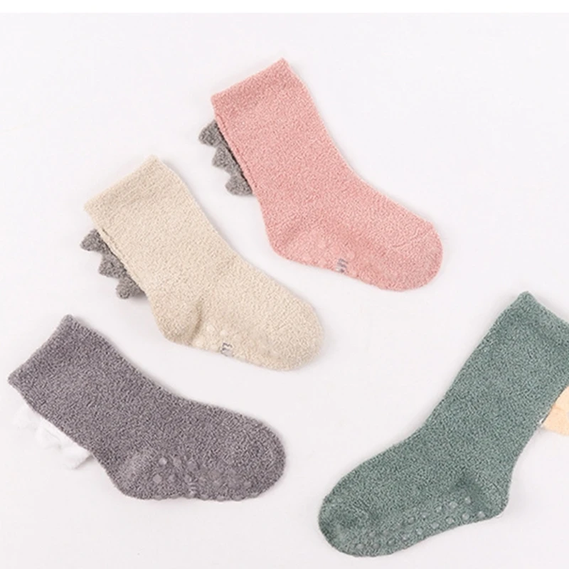 Winter Baby Socks Floor Socks Dinosaur Pattern Thickened Warm for Warmth Indoor Tube