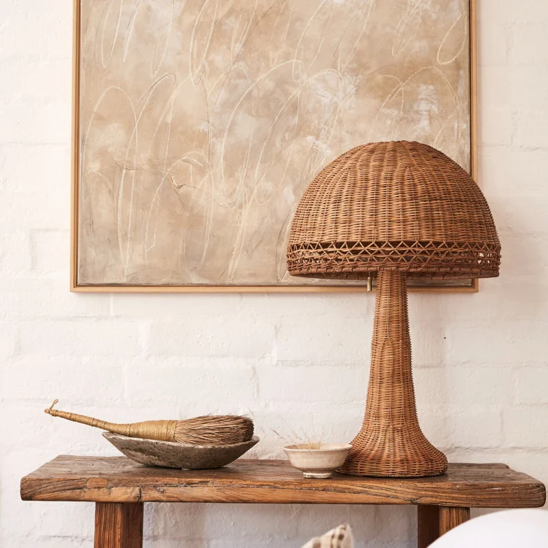 Table Lamp Light Luxury High Sense Bedroom Bedside Retro Zen Atmosphere Good-Looking Woven