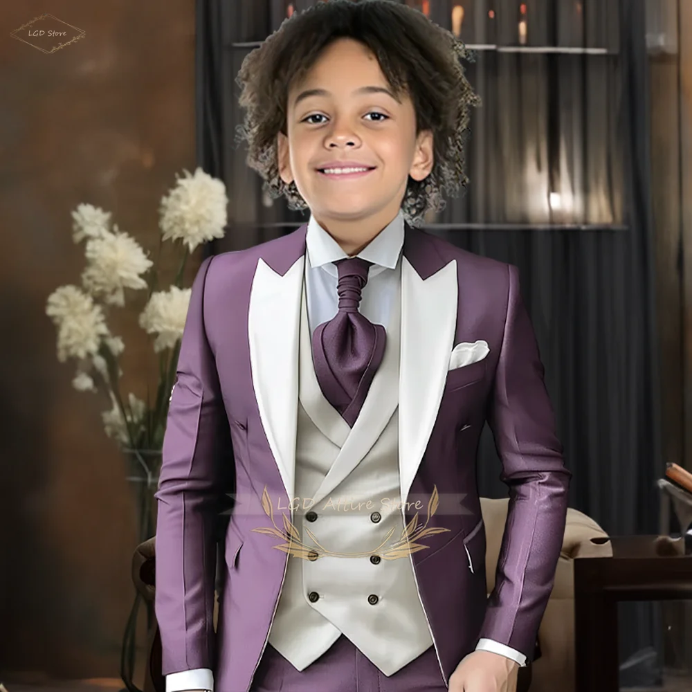 Boys' 3-piece suit Groomsman Wedding Children's Dance Party Birthday Tailcoat Little Gentleman Suit