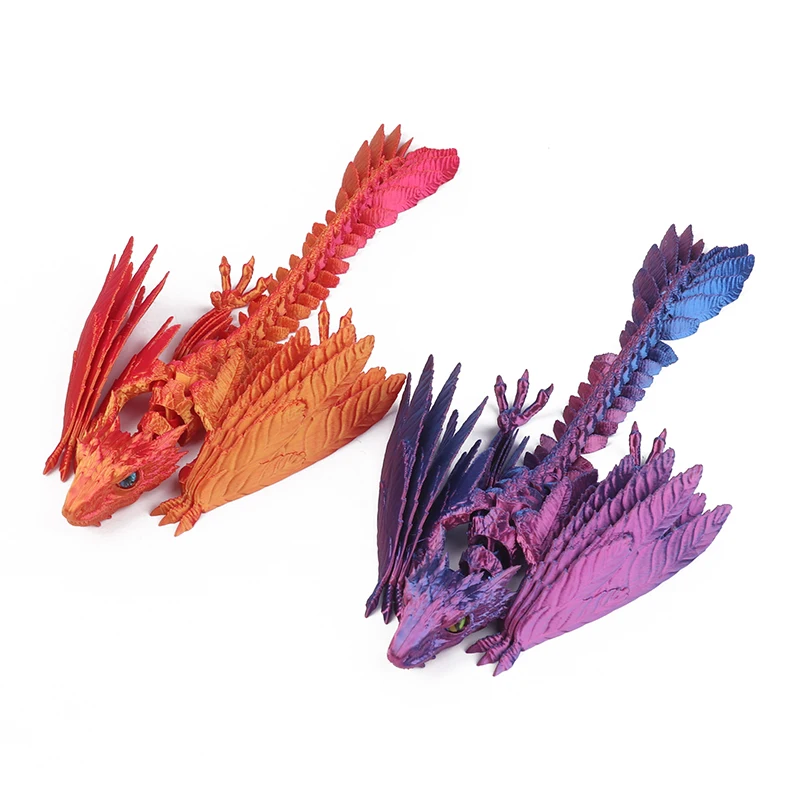 3D 프린팅 드래곤 Archaeopteryx 시뮬레이션 모델 장난감 장식품, 전체 관절 깃털, 이동 및 개방 가능