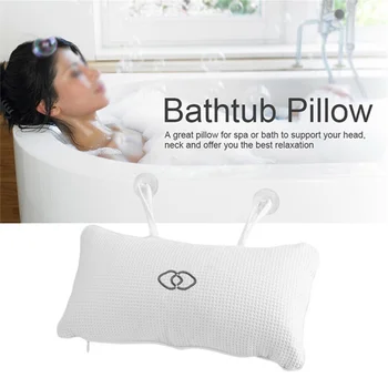 Bathtub headrest embroidered comfortable breathable with suction cups easy to dry bathroom accessories spa neck