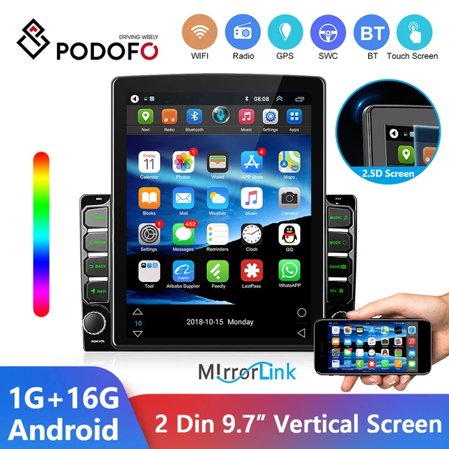 PODOFO Car Multimedia Player Android 9.1 Car Radio Autoradio 1 Din 7