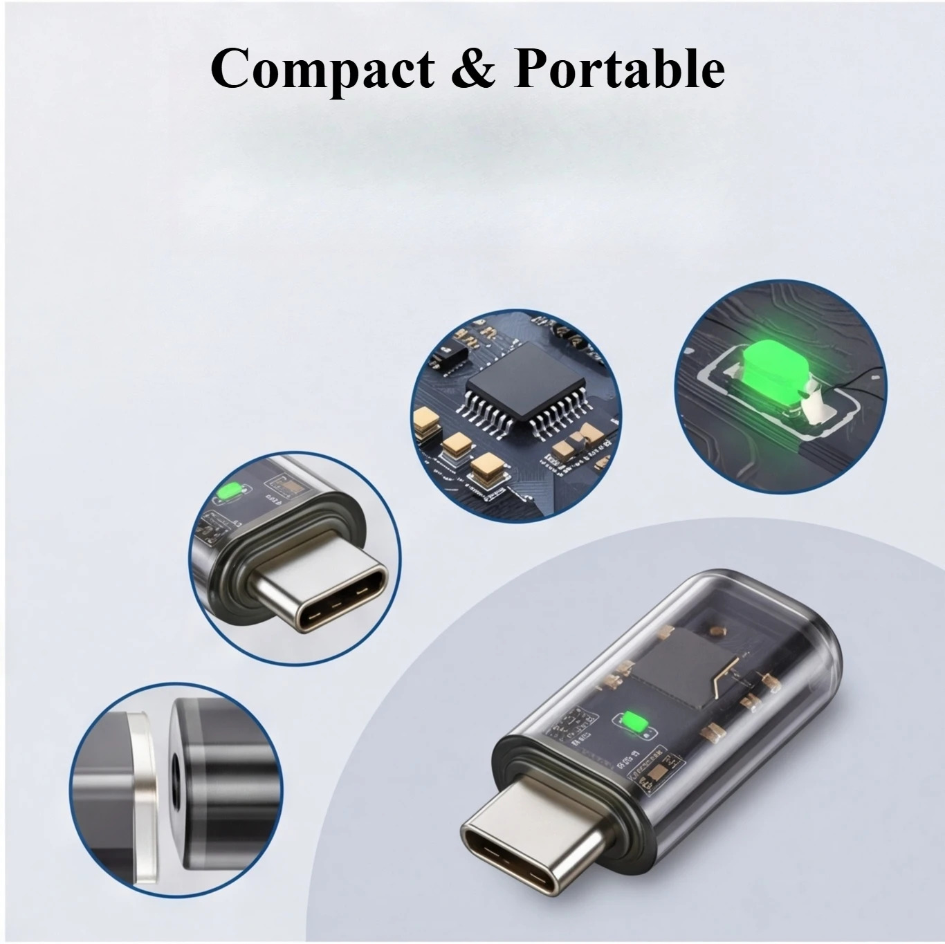 HiFi Transparent USB-C to 3.5mm Audio Adapter – 16-bit/48kHz Sound Quality