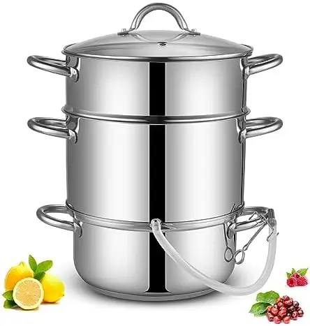 

Steam Juicer for Canning-5 Quart, Stainless Steel Fruit Vegetables Steamer with Lid, Hose, Clamp Acesorios para cocina Silicone