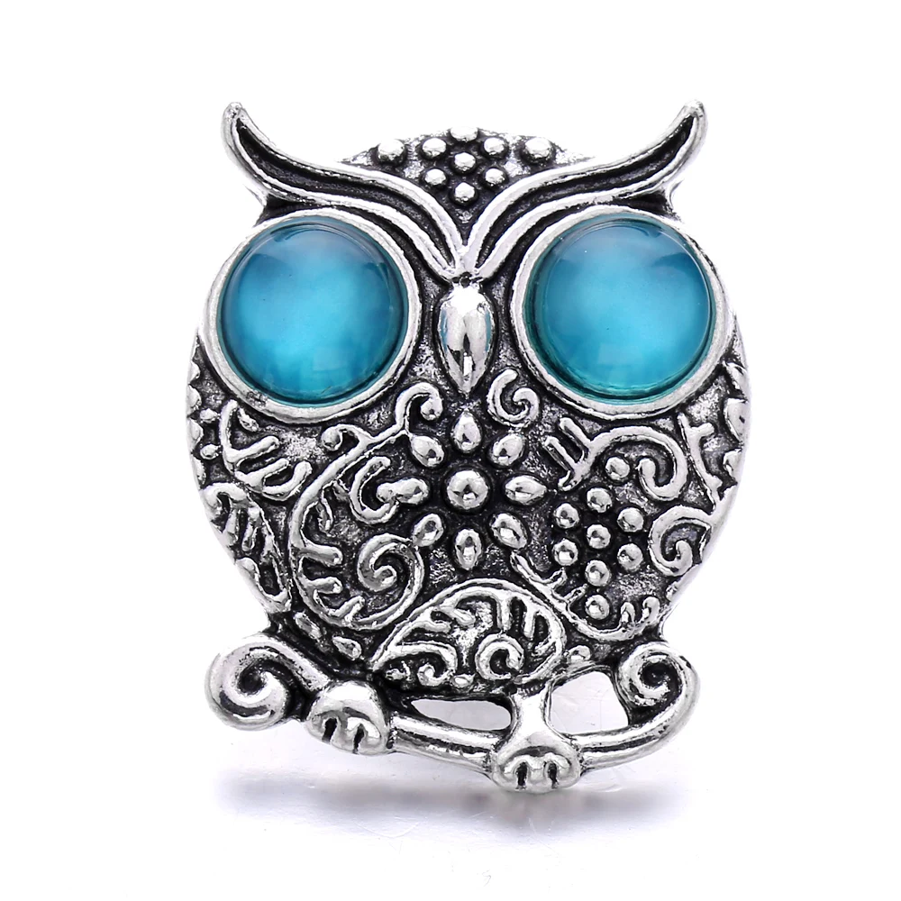 20pcs  Vintage Metal Owl 18mm Snap Buttons Fit DIY Snaps Bracelet Necklace Jewelry