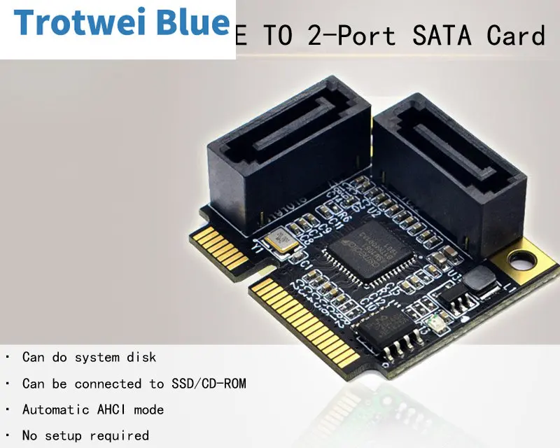 Pcie Expansion Card Add On Cards Mini PCI-E PCI Express to 2 Ports SATA 3.0 Converter SSD HDD SATA3 Controller Expansion Card SATA Multiplier