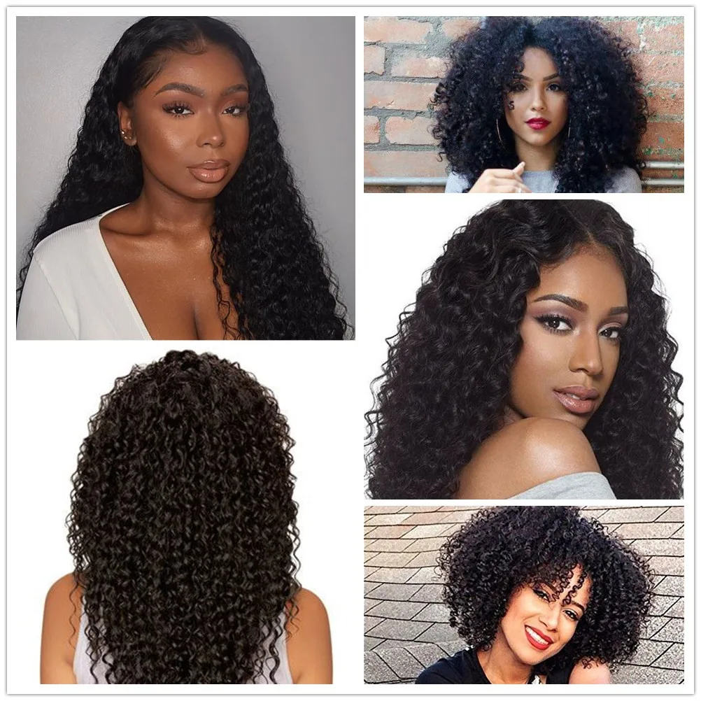 Miss Rola Hair Brazilian Kinky Curly Hair Weave Bundles Natural Color  Curly Hair Extensions 100% Human Hair Remy Double Wefts