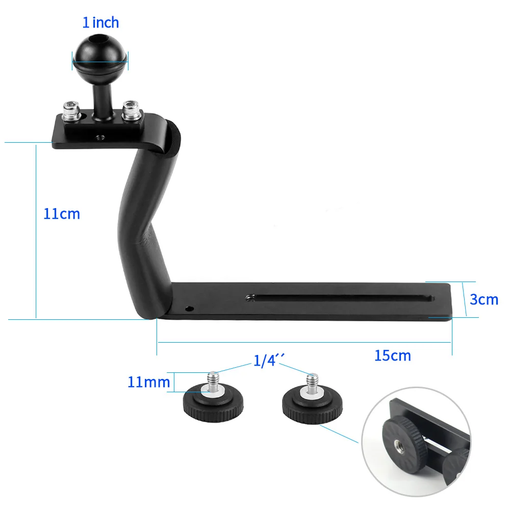 Aluminum Alloy Diving Bracket Z Type Single Handle With Base Adapter for Underw