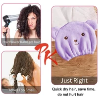 Serviette de bain pour cheveux secs ultra-fine pour femmes, séchage rapide, absorbante, en microfibre, avec broderie d'ours coréen mignon 6