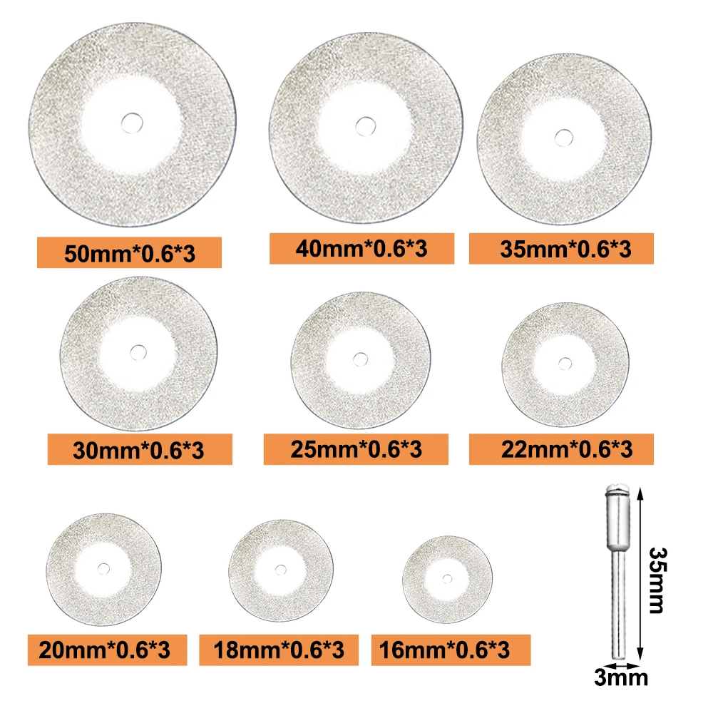 Mini jeu de disques à tronçonner en diamant pour Dremel