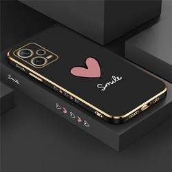 Luxury Plating Silicone Love Heart Shockproof Phone Case - Redmi NOTE 12 turbo (Black - 162B)
