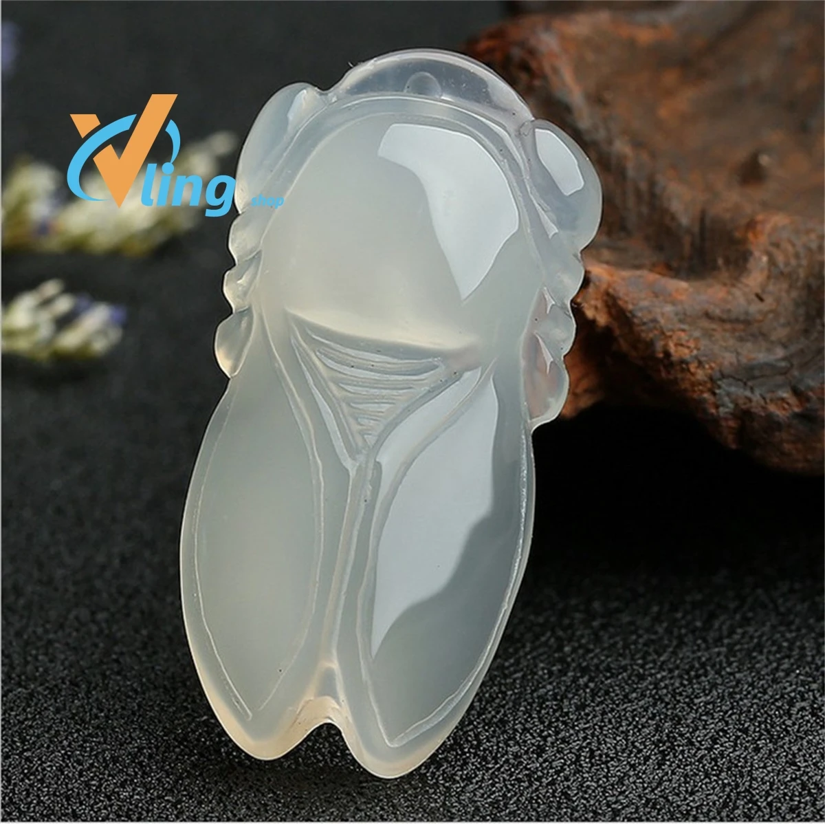 Agate Pendant Jade Medallion Pendant Ice White Cicada Women's Men's Simple Versatile Fashion Gift Charm Retro Jewelry Wholesale