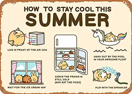 

How to Stay Cool in Summer Vintage Look Metal Sign Patent Art Prints Retro Gift 8x12 Inch