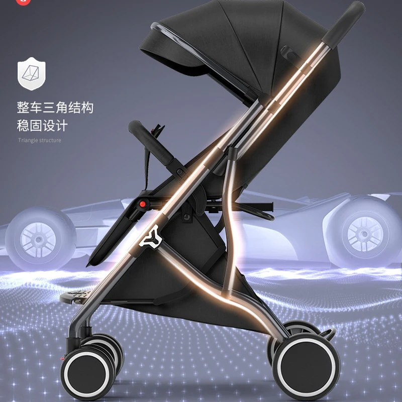 Baby Stroller Can Sit And Lie Four wheel Trolley Cart Portable Folding Baby Carriage Lightweight Travel Pram 0-3 years old