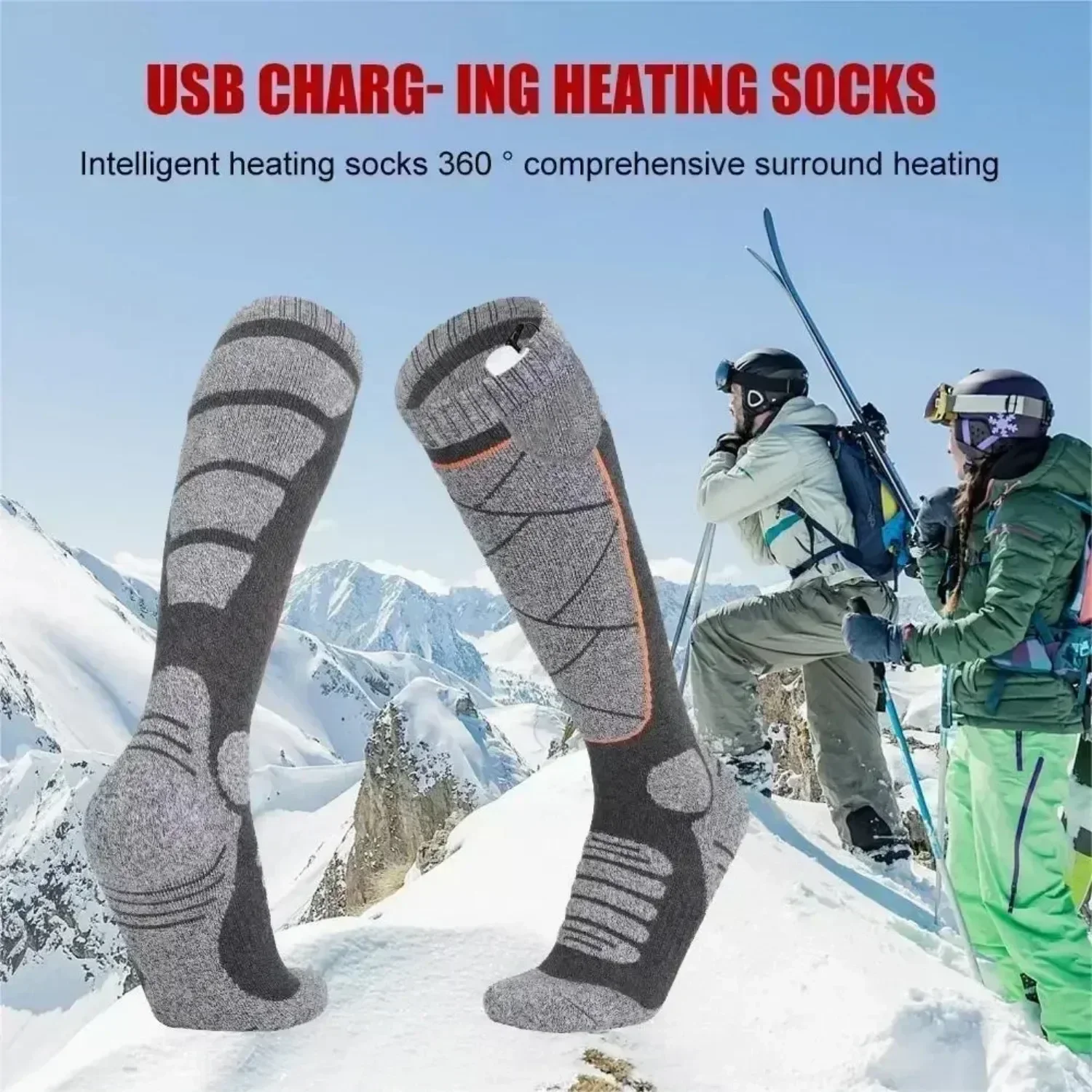 Intelligent Electric Winter Warm Socks For Anti-Cold Skiing Winter Heated Long Socks Outdoor Camping Hiking Warmth Stocking