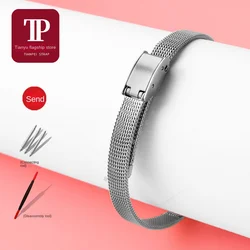 Elegant Rose Gold Mesh Stainless Steel Women's Watch Strap - Ultra - Thin Design - 16mm (Mesh belt silver)