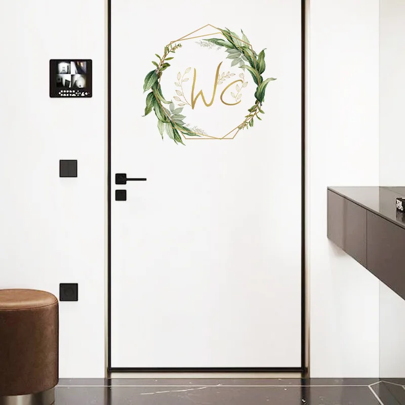 Door wallpaper stickers Bathroom toilet doors wall door sticker WC room decor home decorations accessories