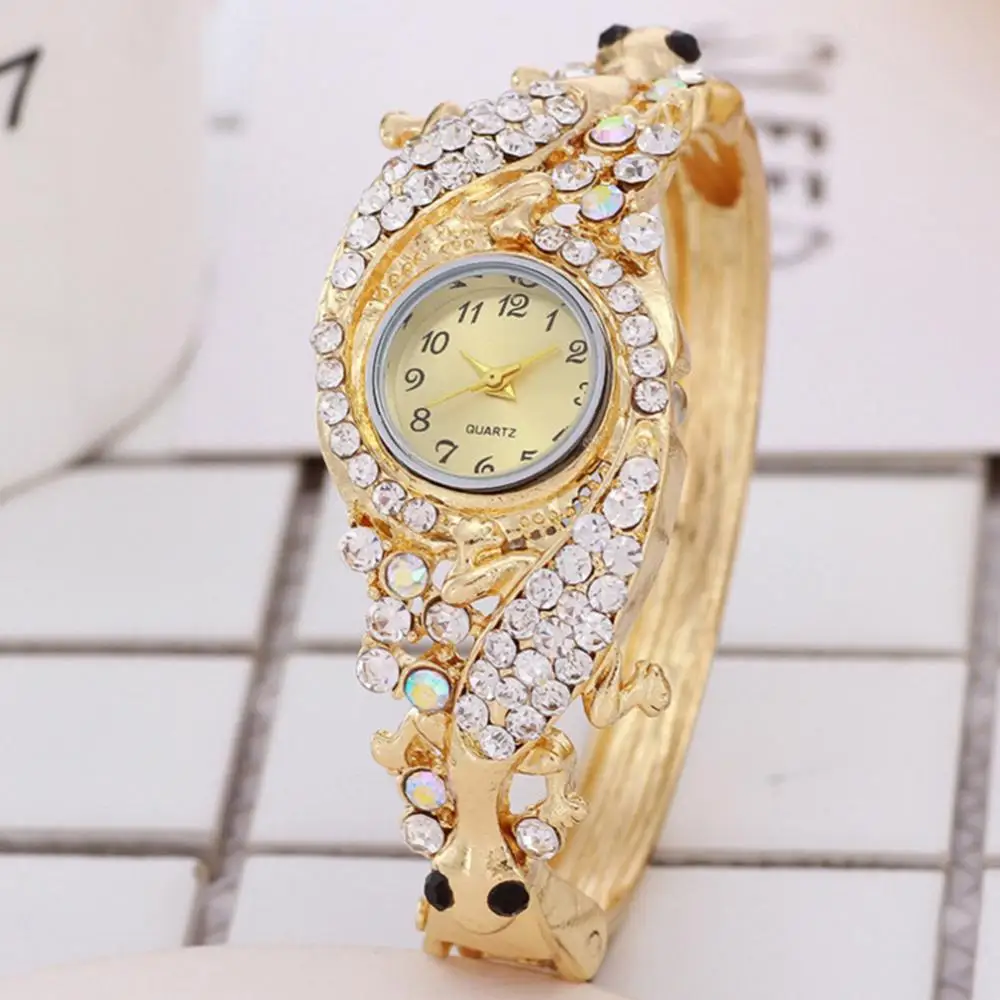

Luxury Women Rhinestone Round Dial Analog Quartz Bracelet Watch Jewelry Gift