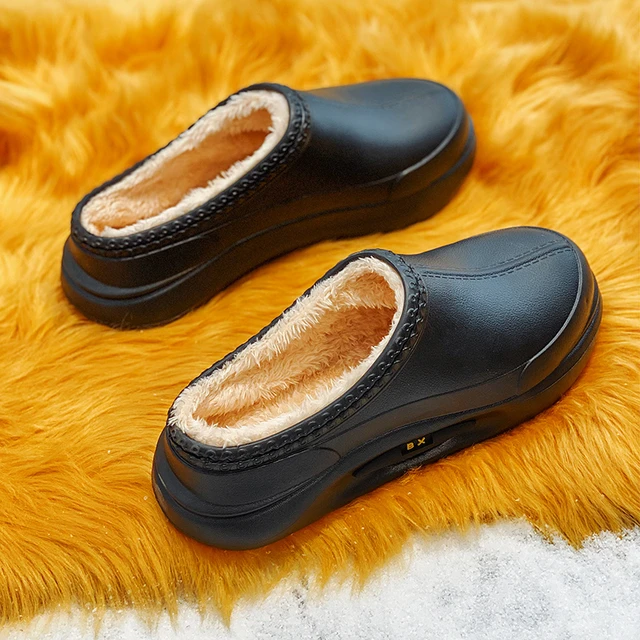 Women Winter Clogs Men Warm Garden Shoes Unisex Chef Shoes Water-proof  Oil-proof For Kitchen Outdoor Plush Shoes Fuzzy Slipppers - AliExpress