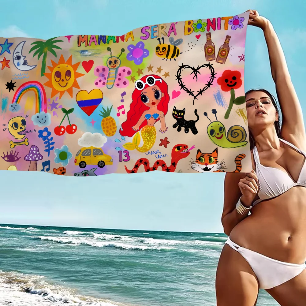 K-Karol G Hot Singer Beach Towels Shower Towel Sauna Travel Spa Microfiber Quick Dry Gym Accessories Cute Room Decor 5