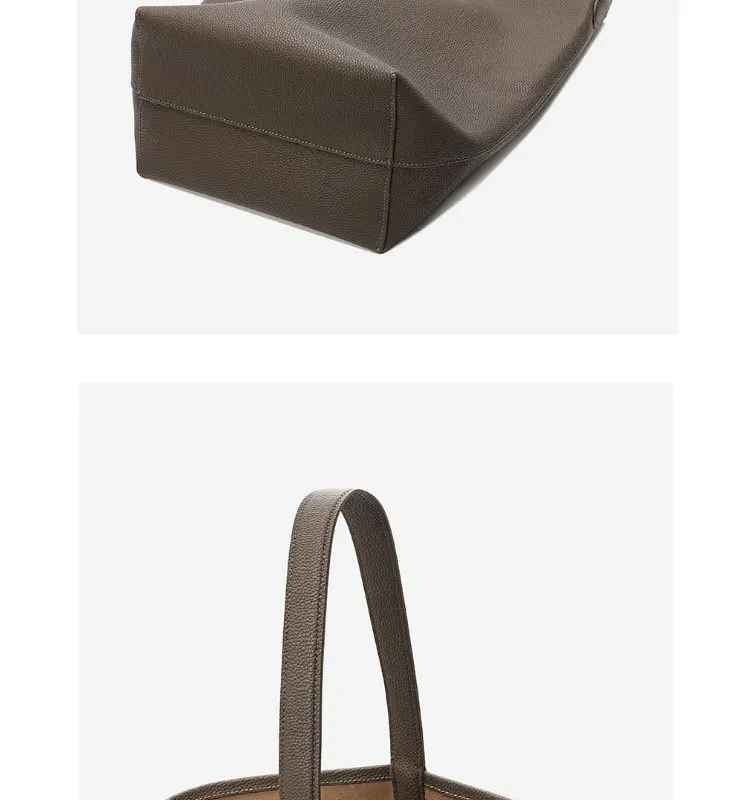 S8b4d68fb99e44e04a1a3ed5be5bf78113 100% Soft Real Leather Shoulder Bags Female Big Natural Real Cow Women Leather Handbags Luxury Bucket Ladies Tote Hand Bags Grey Mallzona