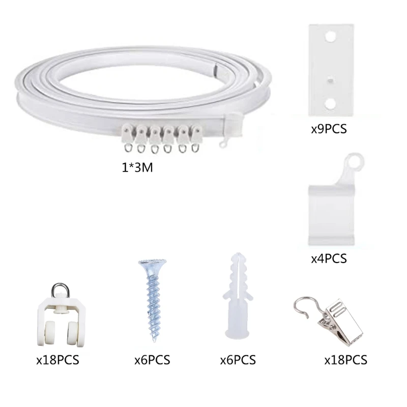

Stainless Steel Clip Set Curtain Curved Bendable with Accessories