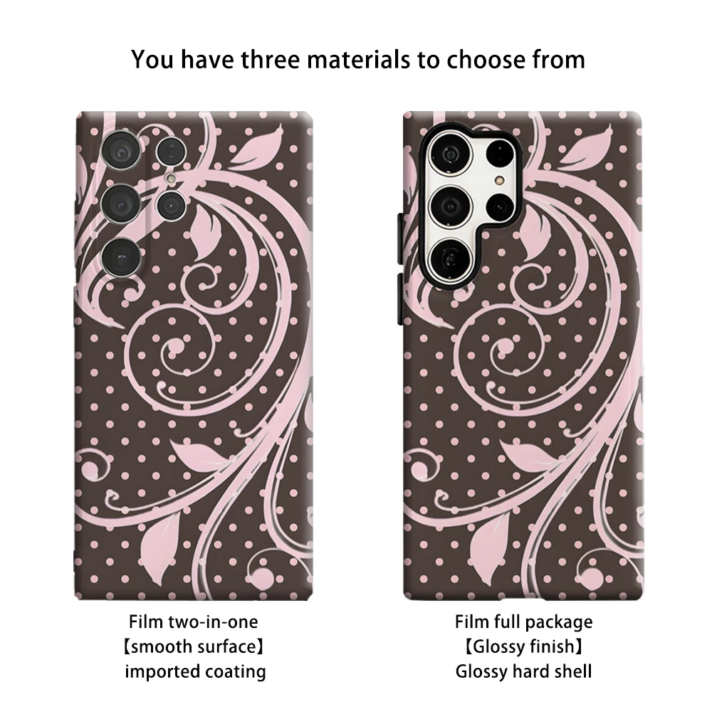 Pink Scroll & Polka Dots Shockproof Tough Phone Case
