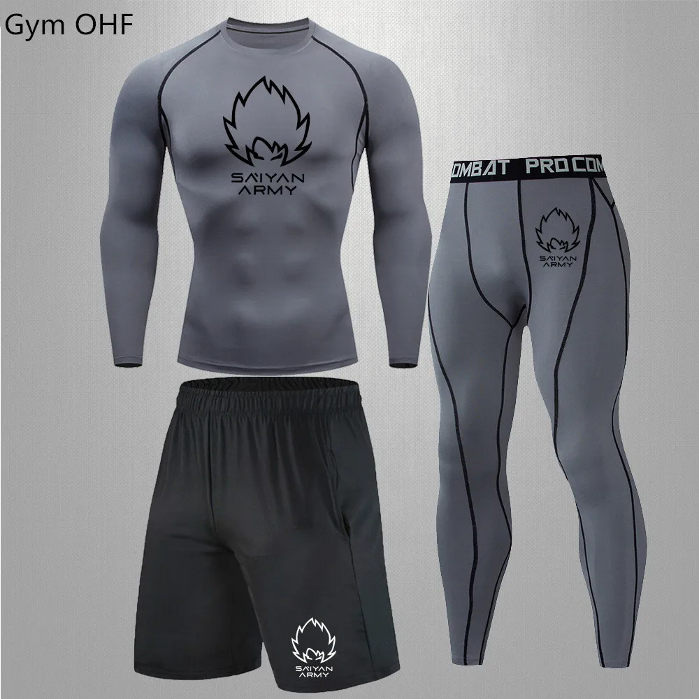 Goku Rashguard Tracksuit 남성 운동복 남성 세트 체육관 피트니스..