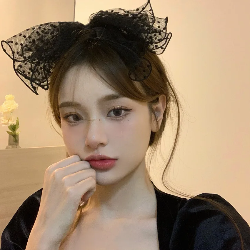 

New Elegant Dot Lace Bow Headbands Fashion Sweet Satin Ribbon Bowknot Hairbands for Women Girls Hair Hoops Hair Accessories