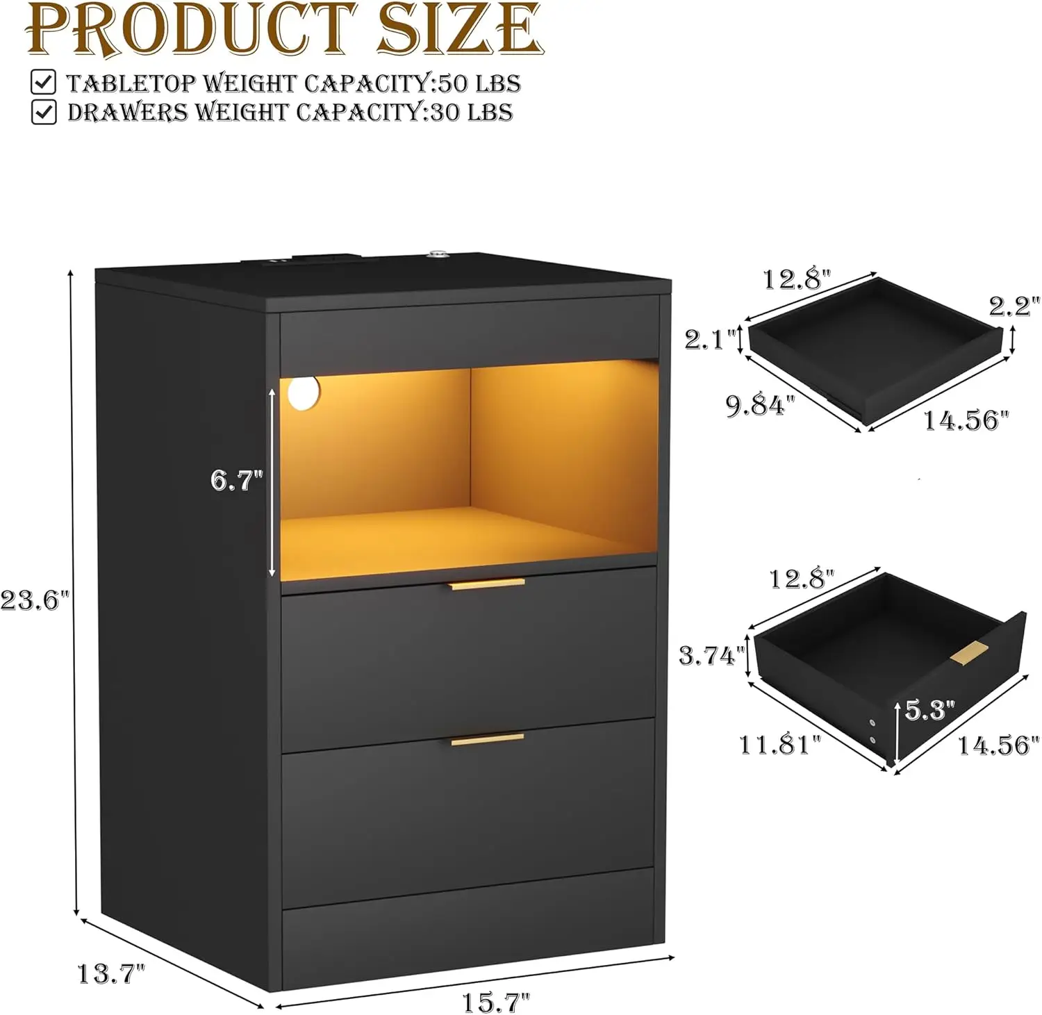 e مع قاعدة شحن ودرجين، وطاولة جانبية للأريكة السود...