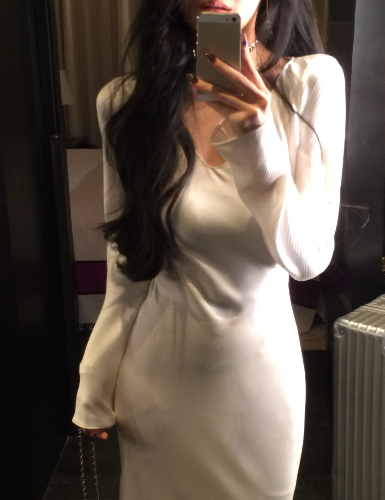 Vestidos largos de satén de otoño para mujer, vestido de fiesta de noche para boda, vestido de graduación, vestido de sirena de una pieza con cuello en V y mangas largas