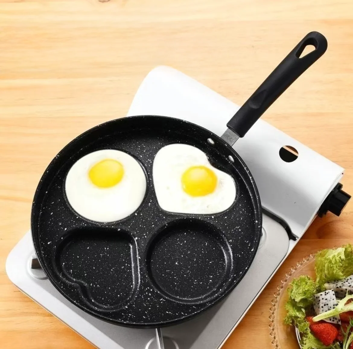 Egg Pancake Cookware Medical Stone 4 Hole Cooking Egg Ham Pans Thickening and durability Frying Pan Non Stick Breakfast Burger