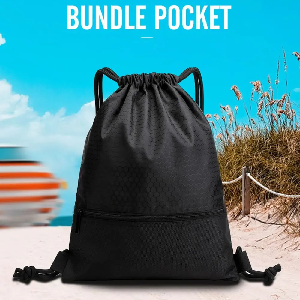 34*43cm/42*49cm Large Capacity Nylon Waterproof Drawstring Backpack,Outdoor Sport  Fitness Storage Bag Thick Rope Oxford 4