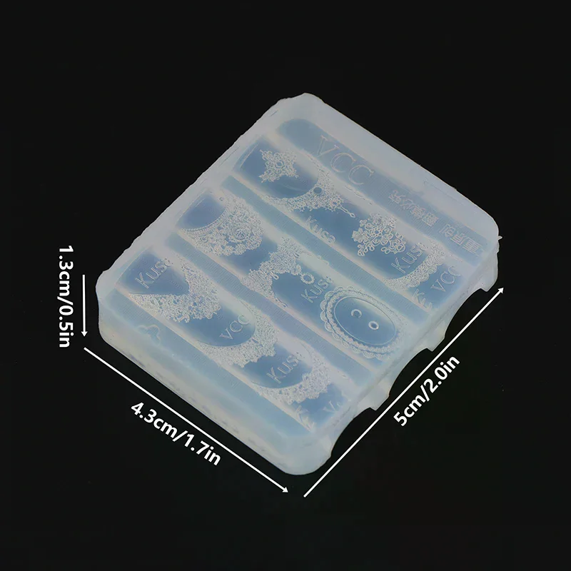 여성용 투명 레이스 네일 몰드, 실리콘 엠보싱 디자인 레이스 네일 스텐실 전문 매니큐어 몰드 DIY 공예품 데일리 용품