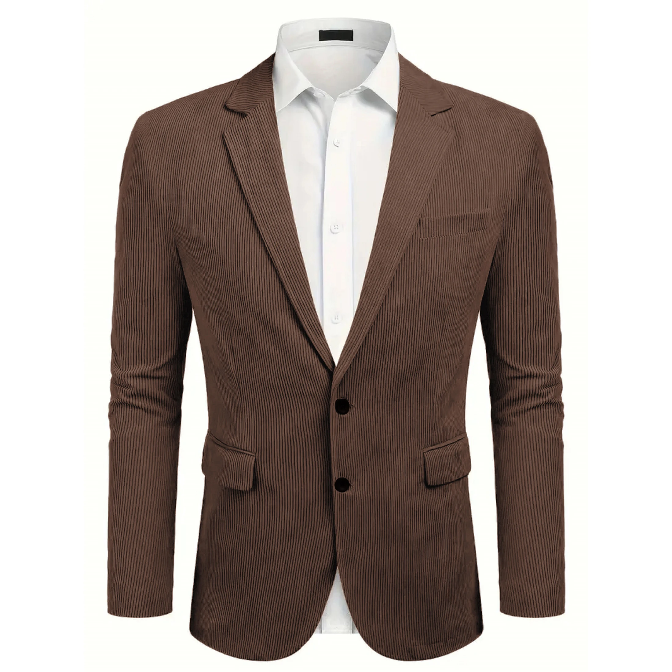Men's Fashionable Casual Solid Color Corduroy Suit Jacket Multiple Pockets