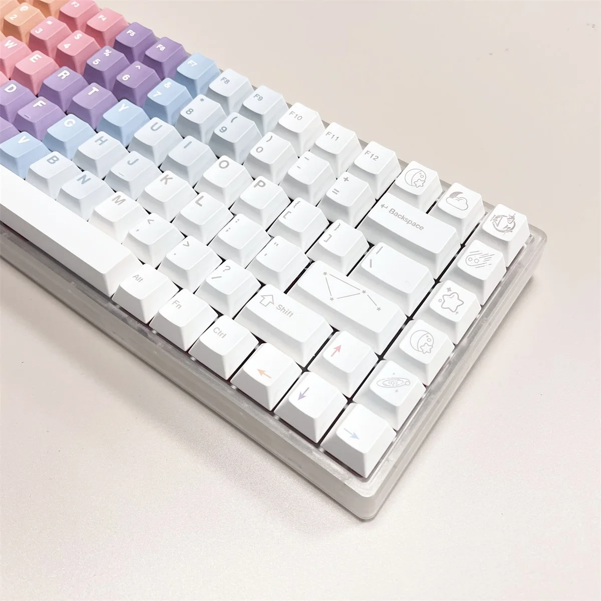 Chaves Gmk Sonhos Gradiente Keycaps Cereja Perfil Pbt Tintura Sublimação Teclado Mecânico para mx Switch 61 64 68 75 84 144 - Imagem 6