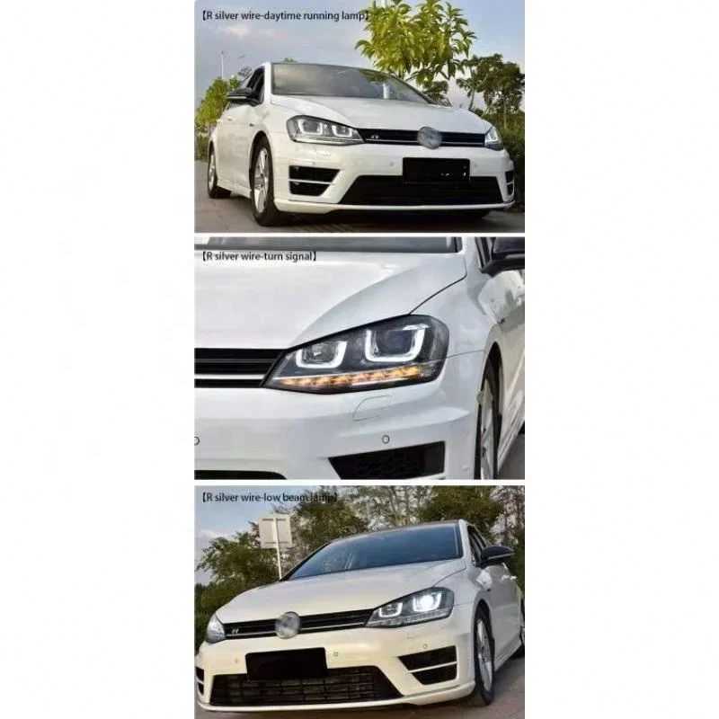 Upgrade led double U headlamp headlight plug and play for VW golf 7 head lamp head light 2014-