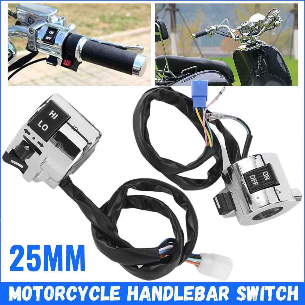 

Motorcycle Handlebar Switch Control Button for Turn Signal Headlight Horn 25mm Universal Handlebar Switch Assembly