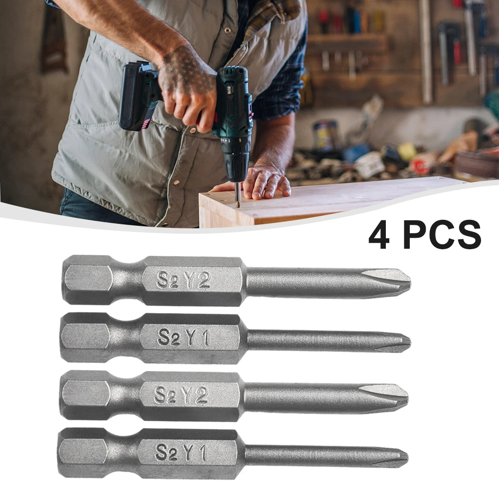 

4pcs 50mm Y1 Y2 Head Hex Shank Magnetic Tri-wing Screwdriver Bar Bits For Manual Electric Screwdriver Drill Air Power Tools
