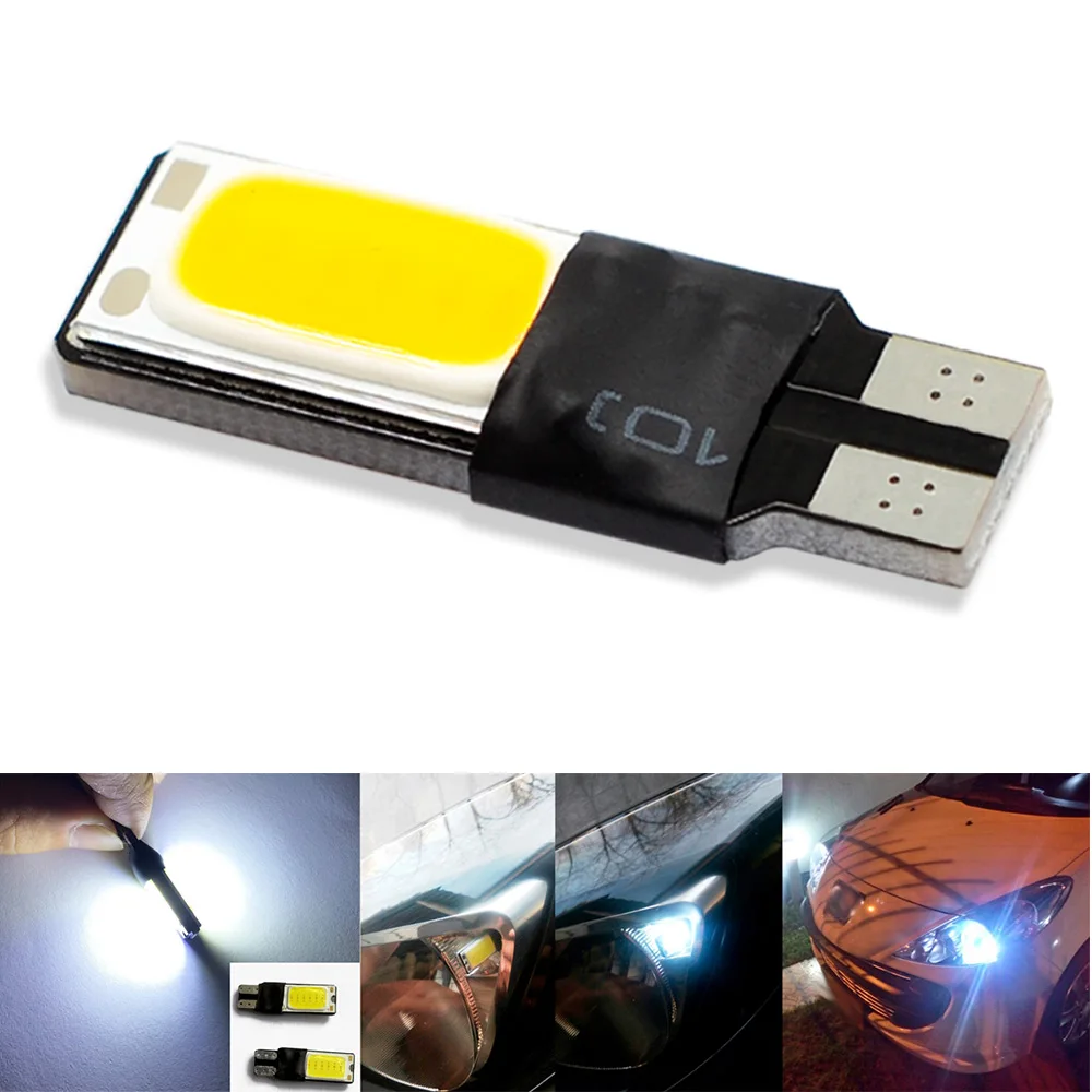 Светодиодный светодиодные лампы T10 DC 12 В белые синие розовые желтые Canbus 194 W5W COB
