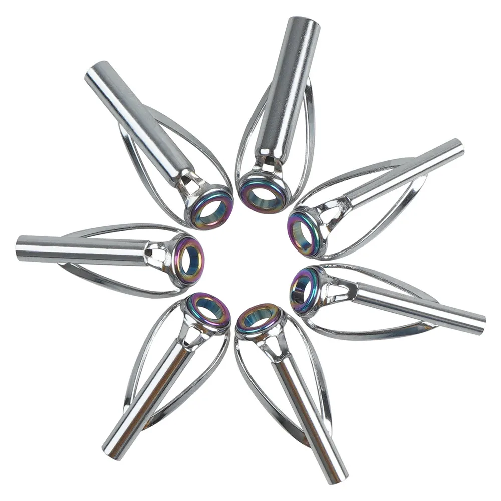 10-teiliges Angelruten-Reparaturset mit 2,2mm-4,0mm Edelstahlrahmen und Regenbogen-Laser-Keramikringen für Angelruten