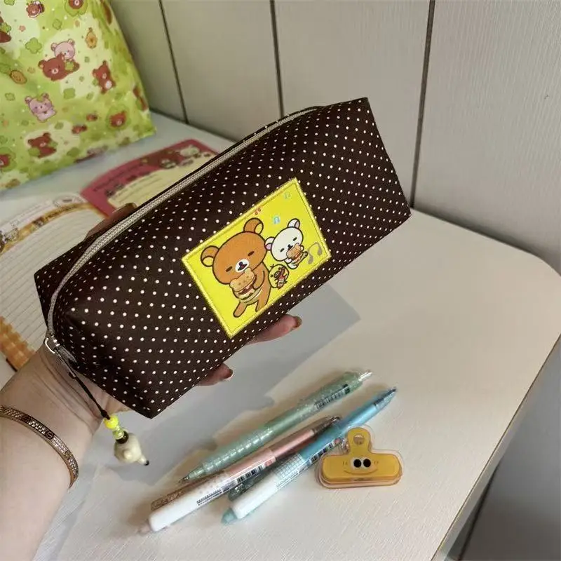 새로운 귀여운 곰돌이 레트로 필통 지갑 수납 귀여운 인스 대용량 수납 가방 학생 문구 가방 연필 자 보관