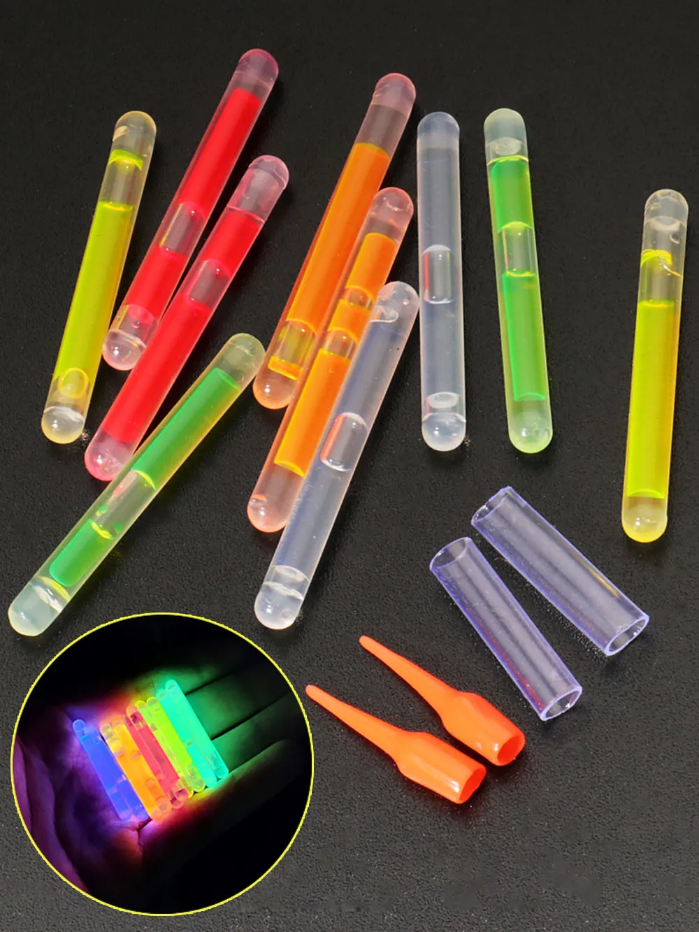 10 Teile/beutel Glühwürmchen 4,5*40mm für Angeln Float Fluoreszierende Leucht Licht Nacht Stange Lichter Werkzeug Helle Dunkle farbige Glow Stick – Detail 5