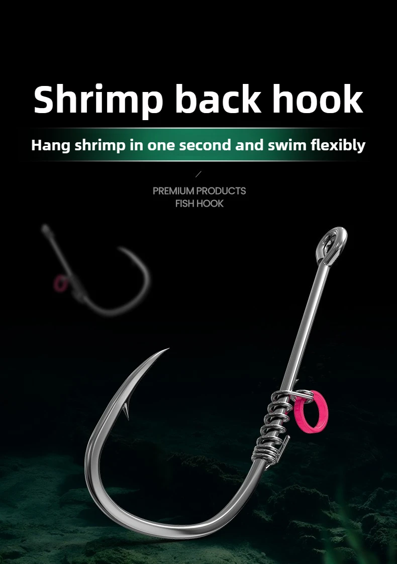 Description Picture 2 of itemFishing Hooks-Live Shrimp Fixed Hooks Carbon Steel Barbed with Holes,2/3/4Catfish Bass Fishing Hooks,That Can Adapt to Various F