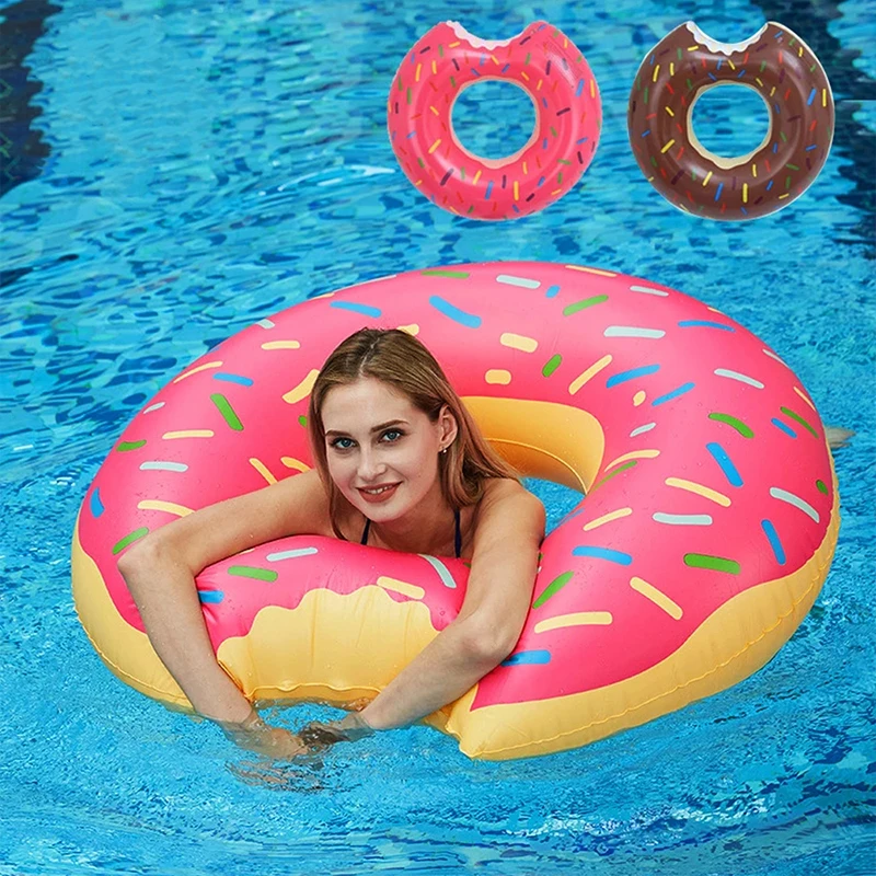 

Inflatable 120cm donut swimming ring Adult safe pool float row summer outdoor activities party eco-friendly PVC swimming ring