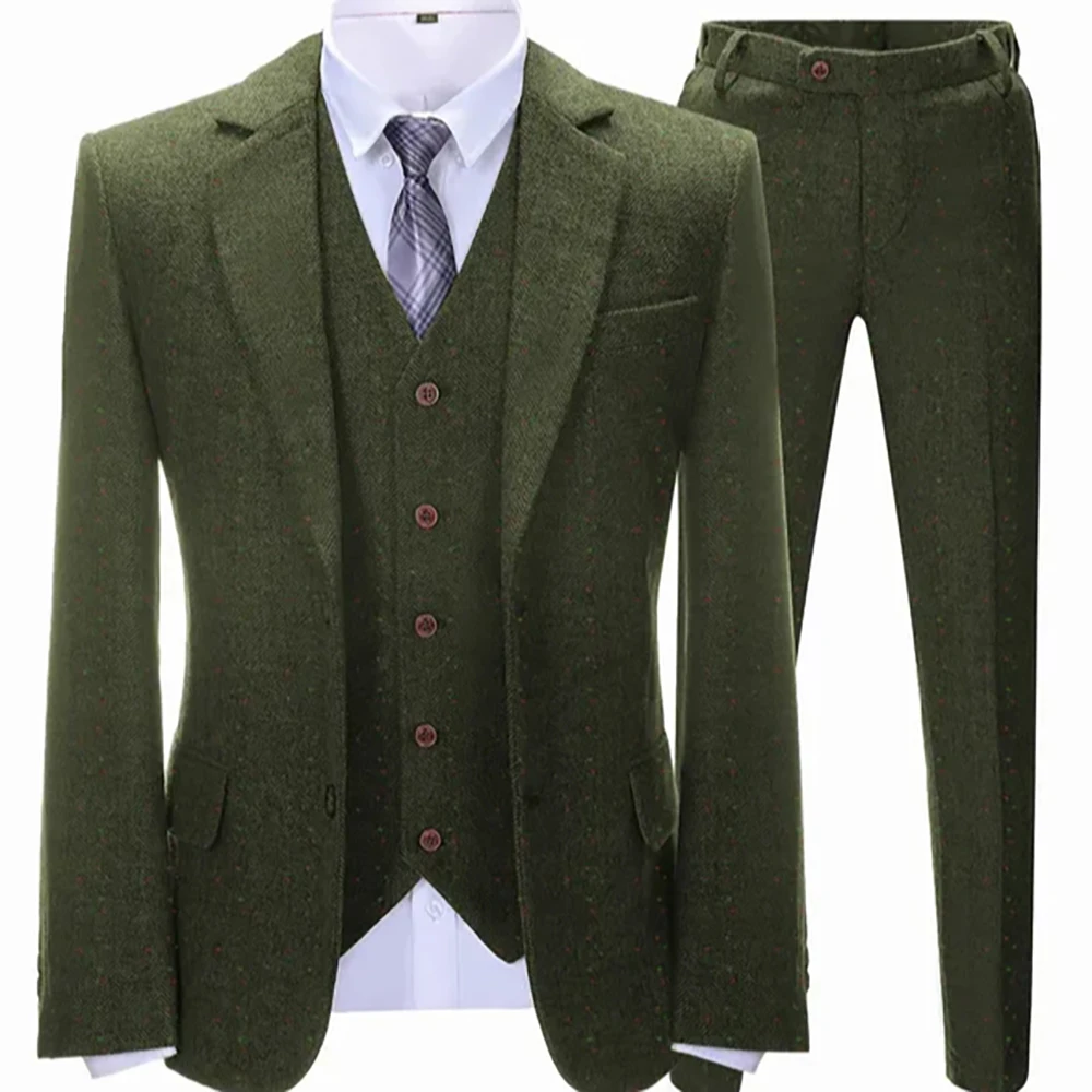 

Solid Color Lapel Slim Fit Fashion Formal Business Office Luxury Designer 3 Pieces (Jacket+Pants+Vest ) Mens Designer Clothes